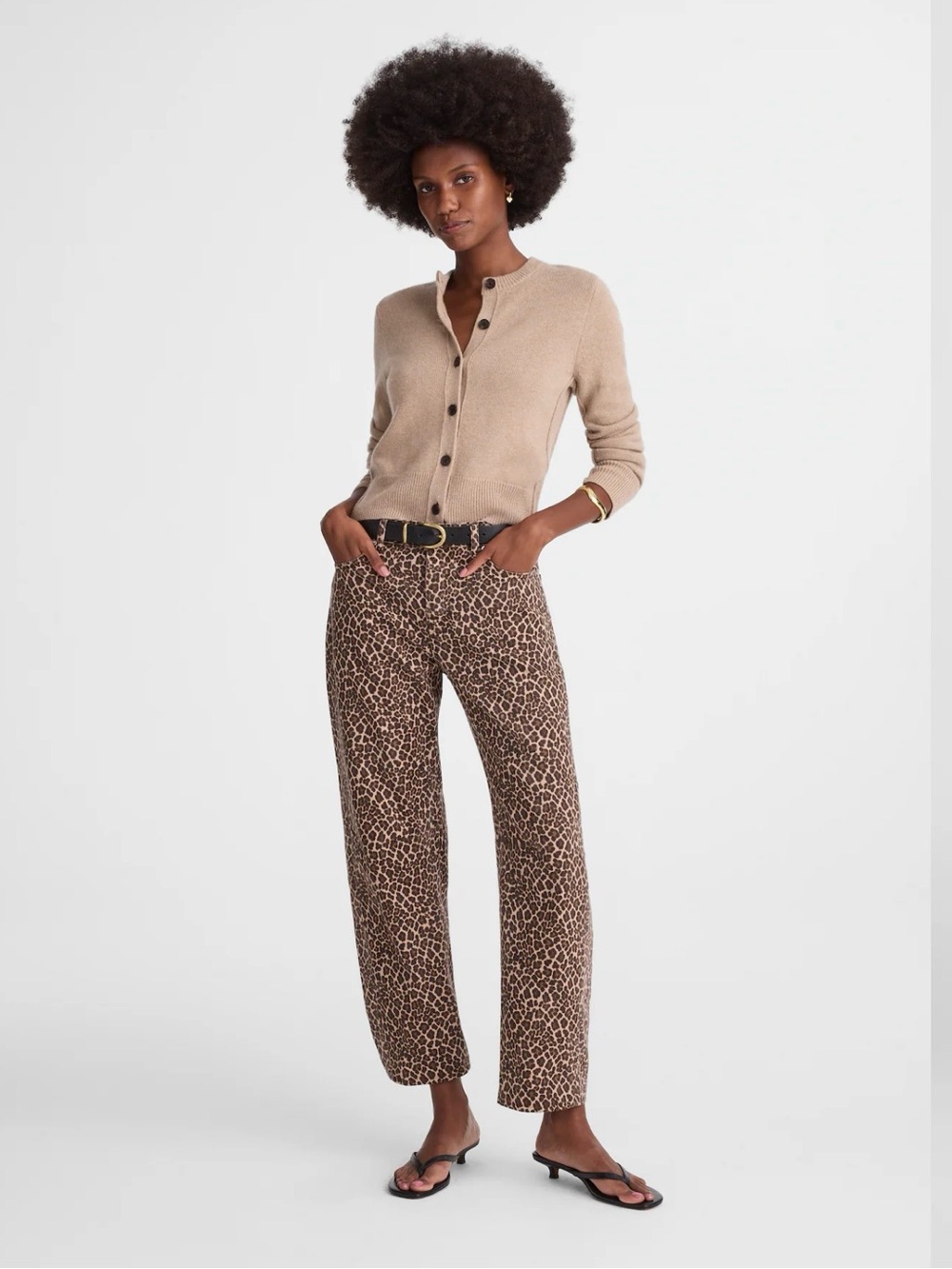 Madewell Leopard Darted Barrel Jeans